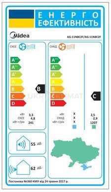 Кондиціонер спліт-система Midea Xtreme Save Eco R32 WiFi 11000 BTU AG-11N8C2F-I/AG-11N8C2F-O інверторний класу B/C з установкою в Києві, Харкові, Одесі і Дніпрі