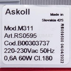 Помпа циркуляционная для посудомоечной машины Indesit, Ariston C00303737 Askoll 60W M312 (новый тип крепления)