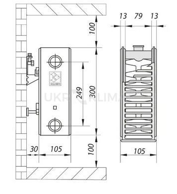 Стальной радиатор KP Czech 22 тип 300&times;900 мм, боковое подключение