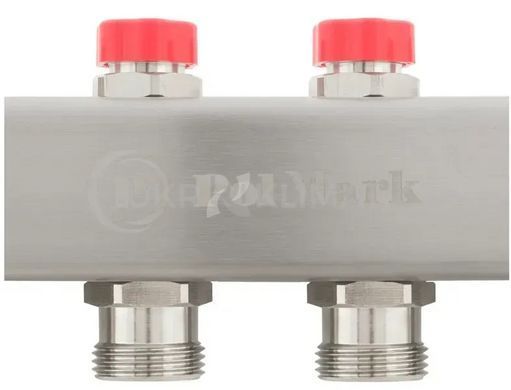 Колекторний блок Polmark 1"&times;3/4" на 5 контурів з термостатичними клапанами, нержавіюча сталь